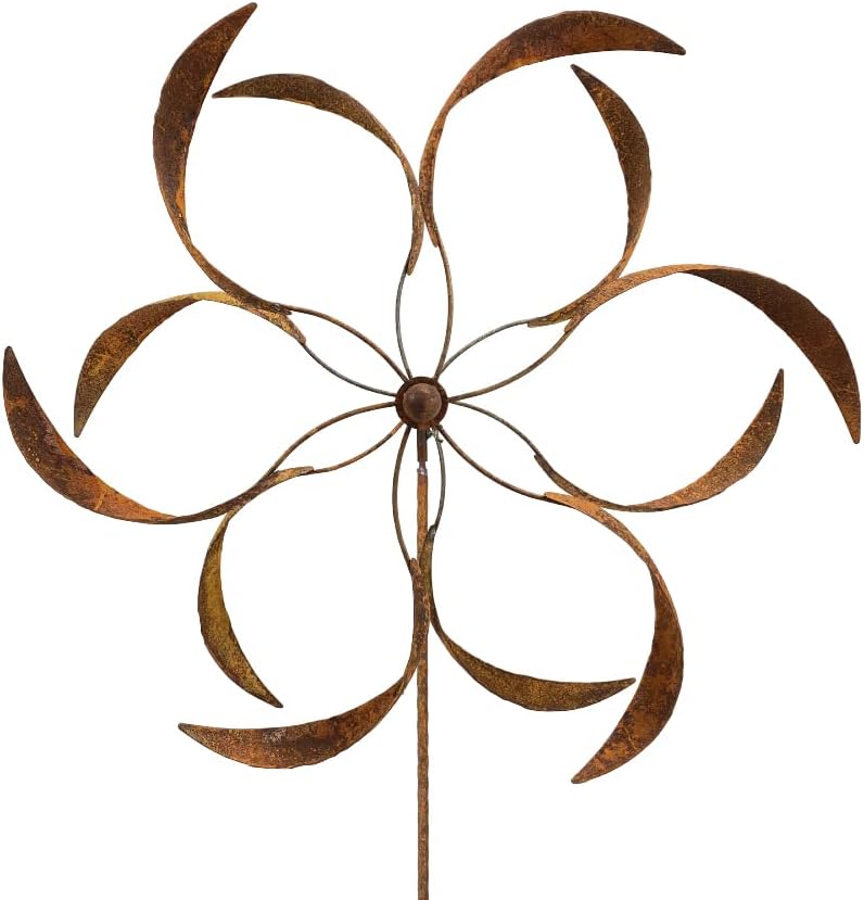 Grosses Metall Windrad 'Blume XXL' - massives Windspiel Windmühle für den Garten - wetterfest und st