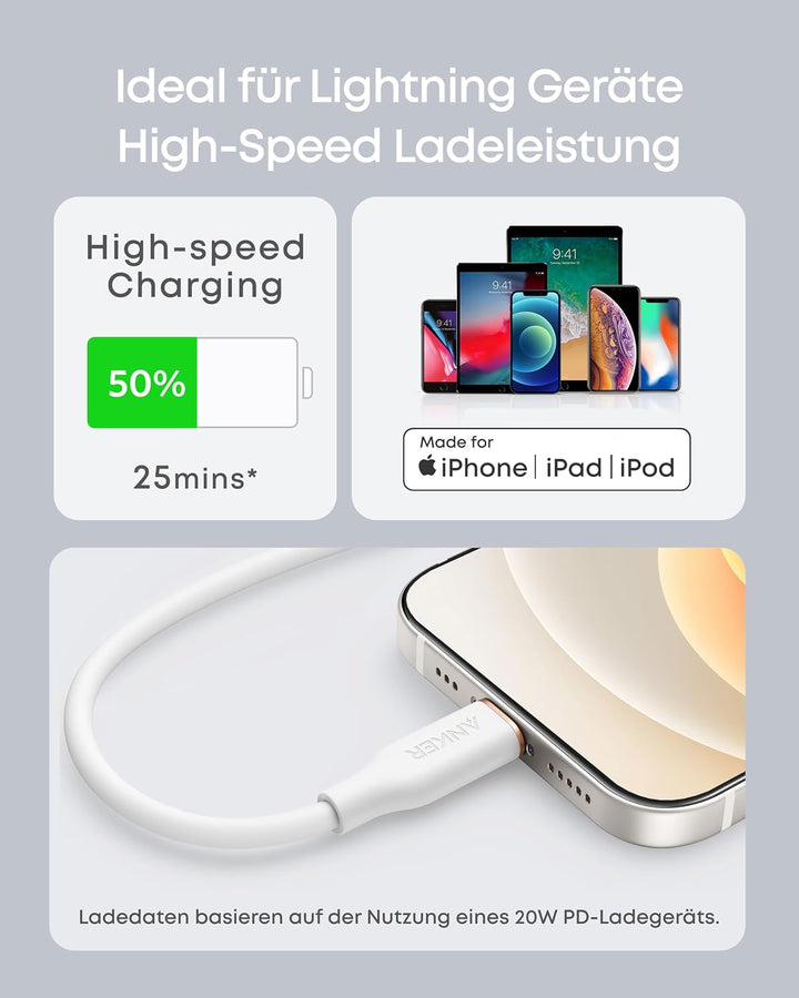 Anker PowerLine III Flow, USB-C auf Lightning Ladekabel PD, kompatibel mit iPhone 13/13 Pro Max/12/1