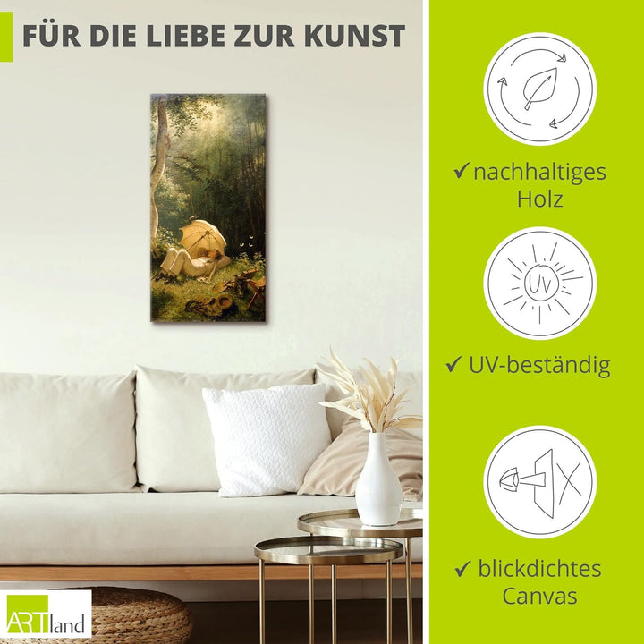 ARTland Leinwandbilder Wandbild Bild auf Leinwand 30x60 cm Wanddeko Natur Bäume Lichtungen Regenschi