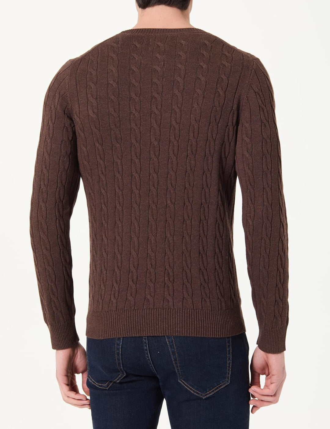 GANT Herren Cotton Cable C-Neck Pullover M Brown Melange, M Brown Melange