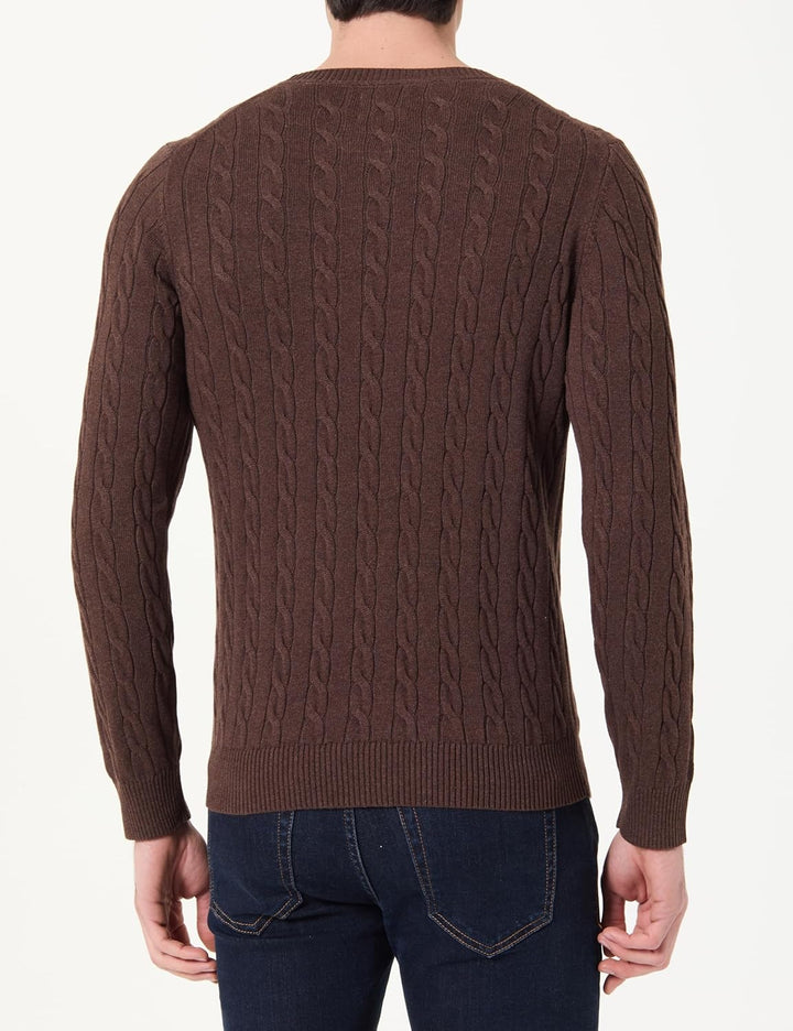 GANT Herren Cotton Cable C-Neck Pullover M Brown Melange, M Brown Melange