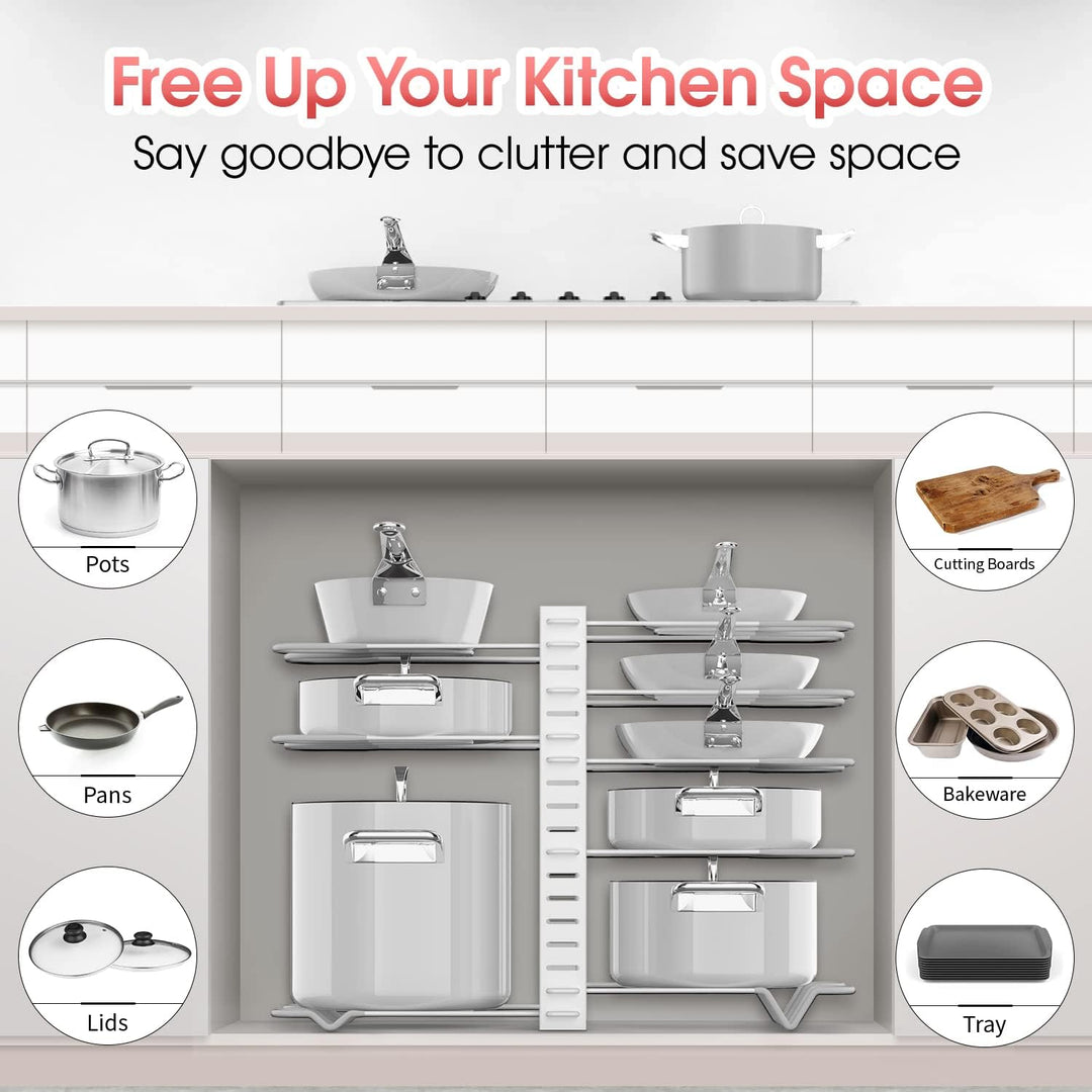 G-TING Topfständer, 8 Ebenen, Töpfe und Pfannen-Organizer zum Ordnen und Aufbewahren in der Küche, v