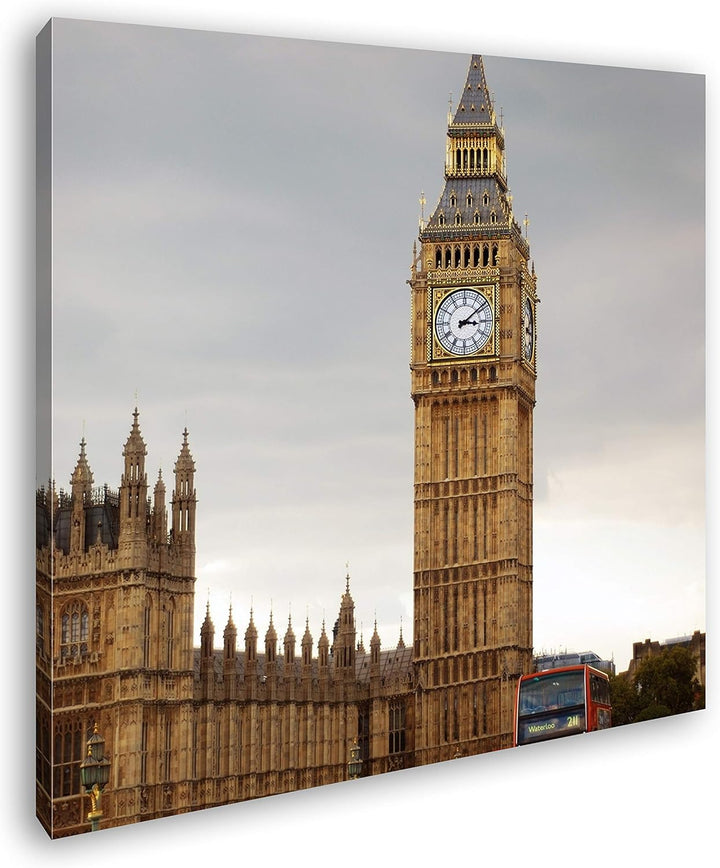 deyoli Big Ben in London Format: 70x70 als Leinwandbild, Motiv fertig gerahmt auf Echtholzrahmen, Ho