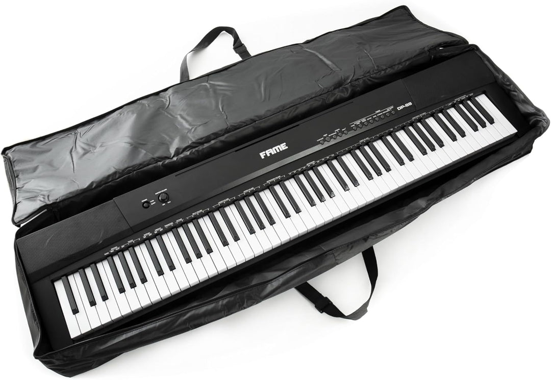 Fame BAG-88, Leicht Wattierte Keyboardtasche, 131x14x32cm, Schwarz, mit 2 Zubehörtaschen, Kompatibel