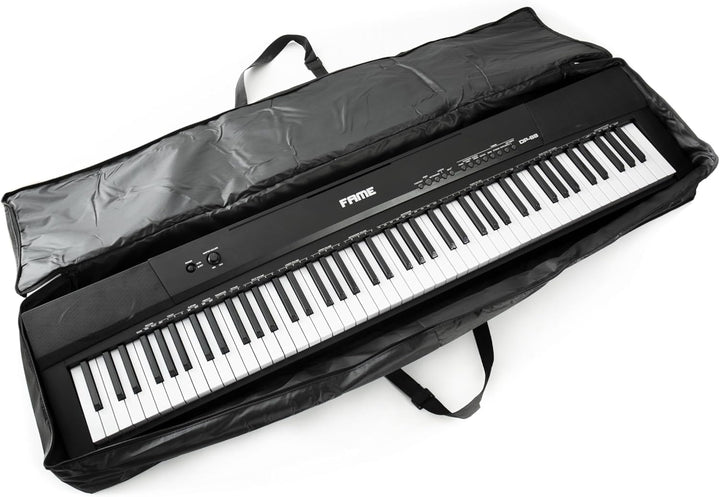 Fame BAG-88, Leicht Wattierte Keyboardtasche, 131x14x32cm, Schwarz, mit 2 Zubehörtaschen, Kompatibel