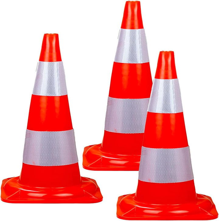 Pylonen Verkehrsleitkegel 50cm Warnkegel Markierungshut Set Kegel Absperrung (3), 3