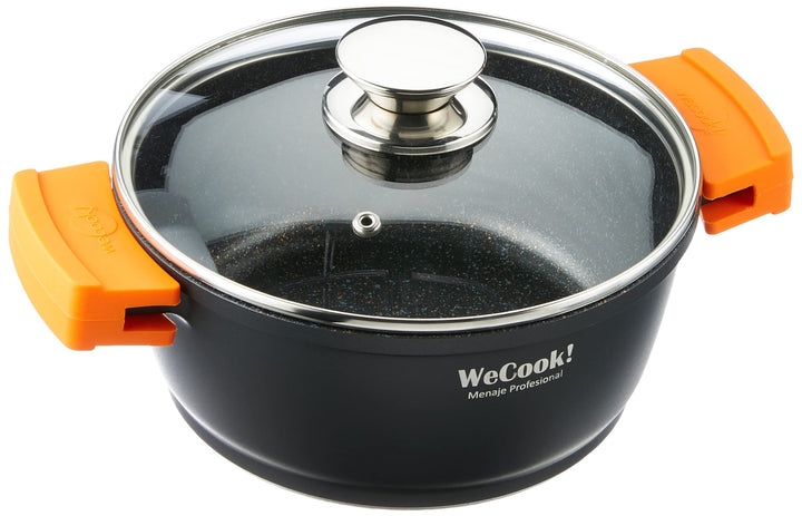 WECOOK! Ecochef Titan Hoher Kochtopf 20 cm Induktion mit Glasdeckel, Antihaftbeschichtung QUANTANIUM