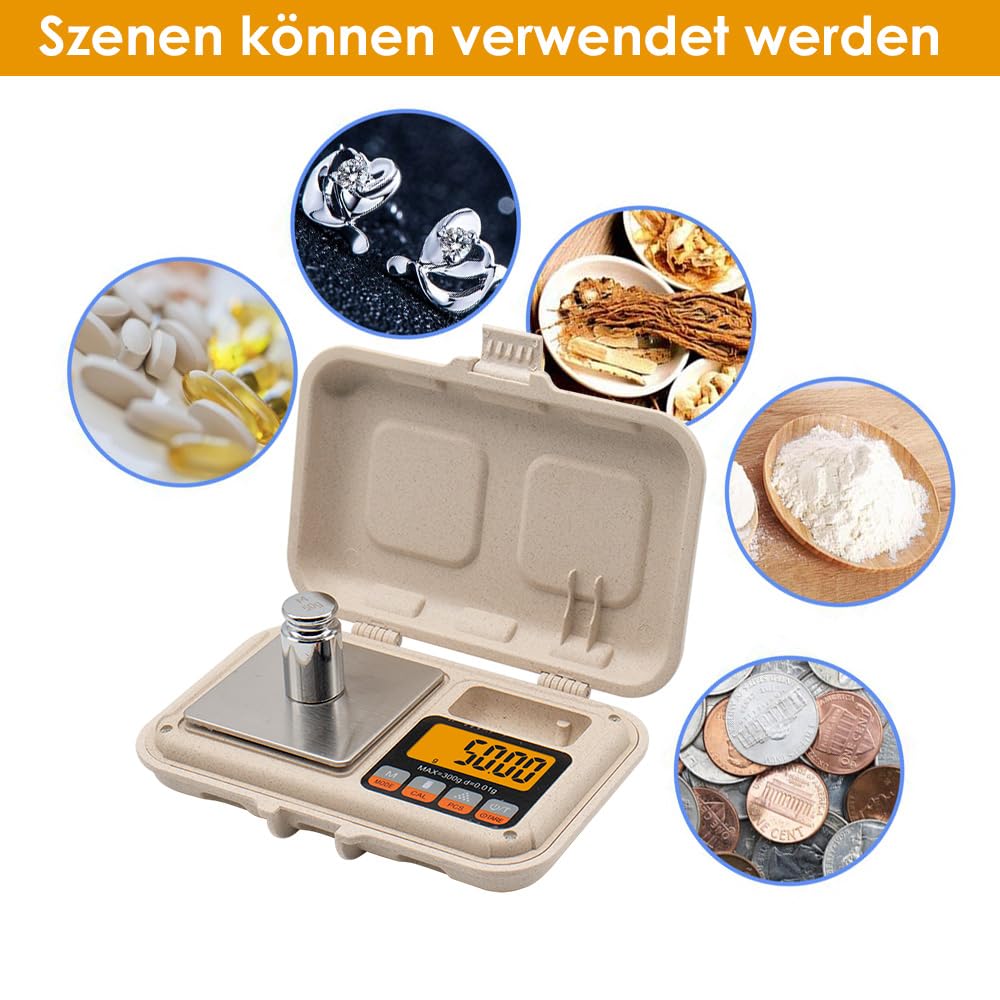UNIWEIGH Grammwaage,300g/0.01g Digitalgewicht Gramm und Unzen,Mini-Taschenwaage mit LCD-Display,Tara