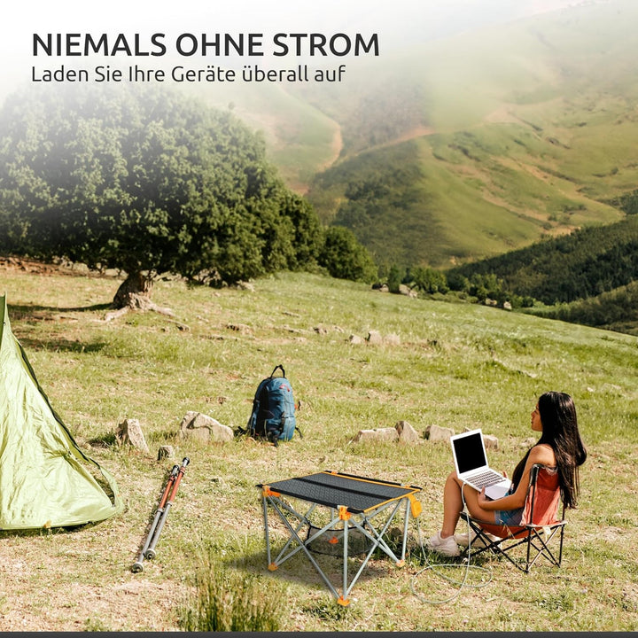 Solar Campingtisch faltbar klein leicht I 33W Solarpanel USB und Klapptisch I Outdoor Ausrüstung Ult