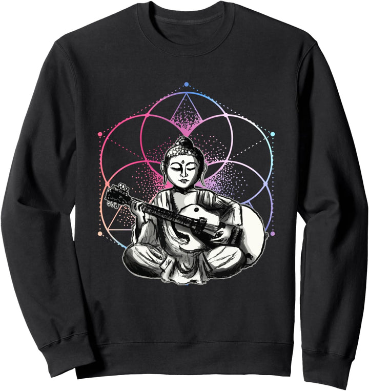 Buddha - Playing Guitar - Yoga Buddhist - Yogi Music Lover Sweatshirt