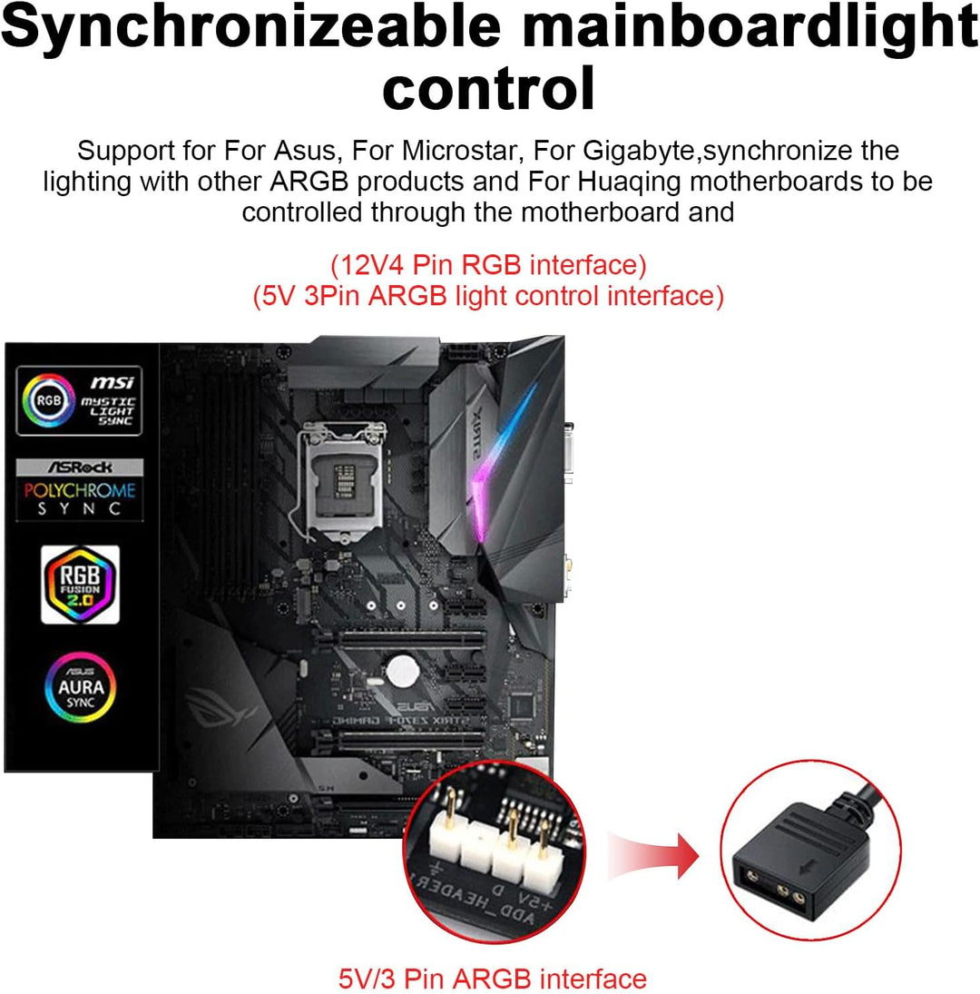 ARGB Fan Hub mit Controller, ARGB & PWM 2-in1 PC ARGB Lüfter Hub mit verstecktem Magnetsockel und SA
