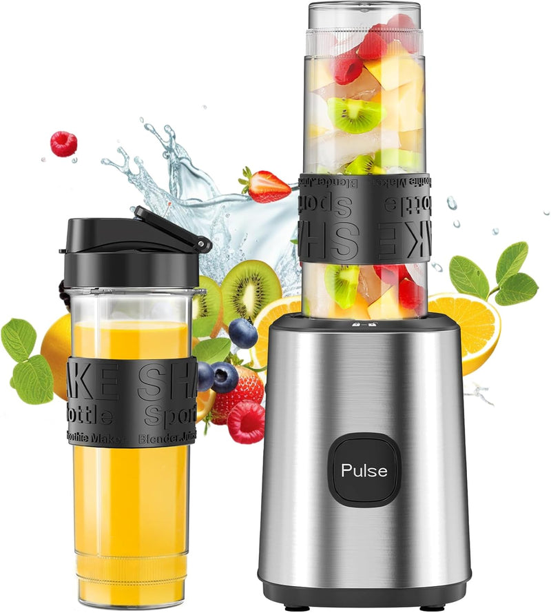Mixer, Smoothie Maker, Standmixer, 500W Smoothie Mixer mit 2x570ml Smoothie Flaschen BPA frei Tritan
