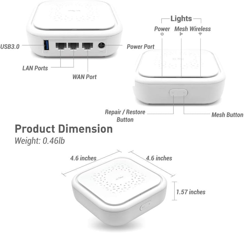 GL.iNet GL-B1300 (Convexa-B) Smart Mesh WLAN Router/Extender Dual-Band AC Gigabit Router (1300Bit/s