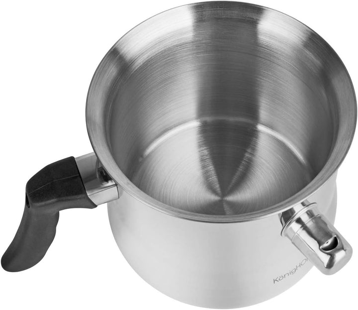 1,5L Milchtopf mit Deckel, Kochtopf, Doppelkessel, doppelwandig mit Bakelitgriff, Butterschmelz-/Pud