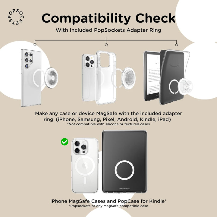 PopSockets runder Telefongriff kompatibel mit MagSafe, Adapterring im Lieferumfang enthalten, Te