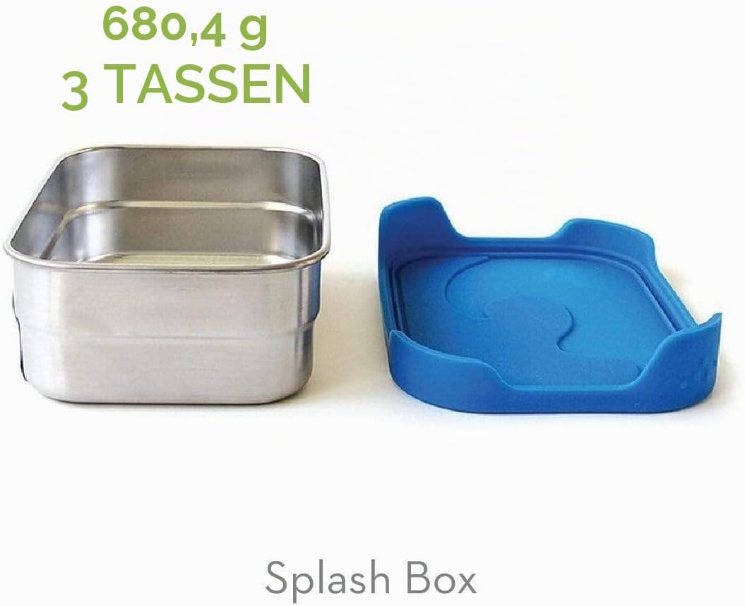 ECOlunchbox Blue Water Bento| Splash Box, Edelstahldose mit Silikondeckel | Lunchbox | Brotdose | Be