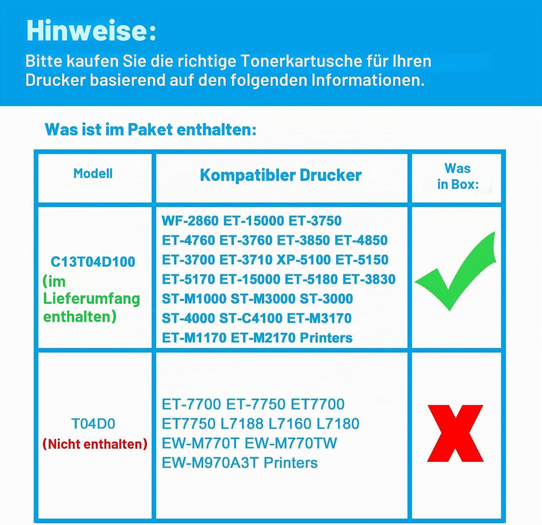 T04D1 T04D100 Wartungsbox Kompatibel für Epson ET-4750 ET-4850 ET-3750 ET-15000 ET-3700 ET-4856 ET-5