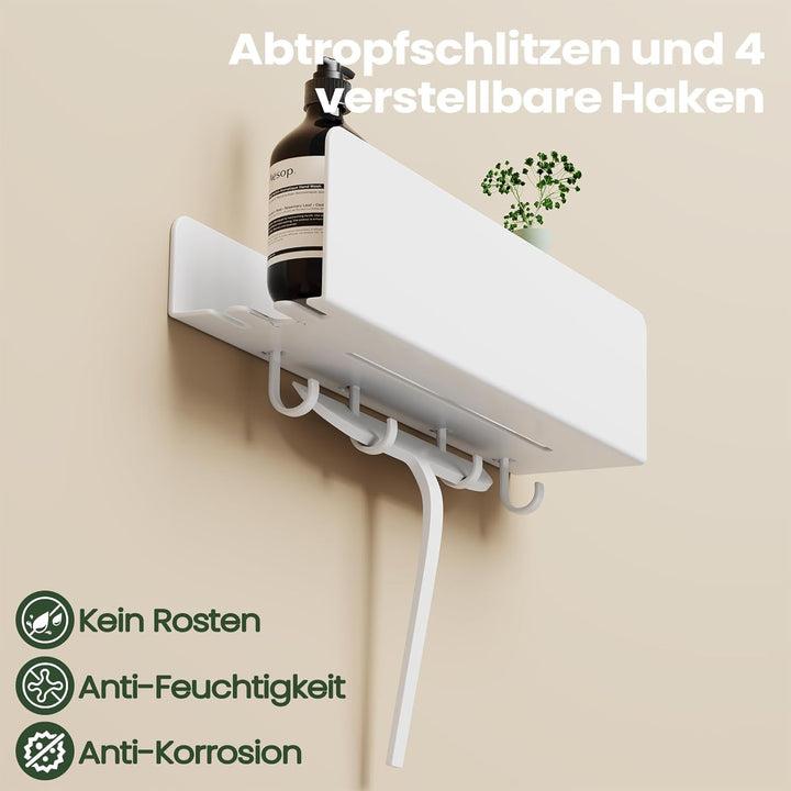 REKITA Duschablage ohne Bohren - 2 Stück, Badezimmer Organizer, Duschablage Edelstahl mit 4 Abnehmba