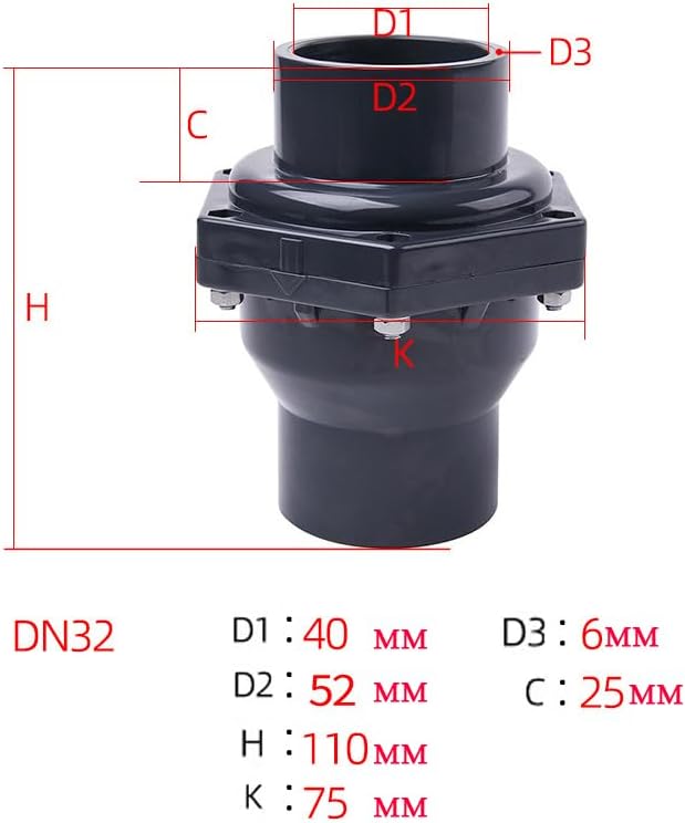 Swing Check Valve SENRISE Non-Return Check Valve PVC Double Union Solvent Weld Pipe Fittings for Met