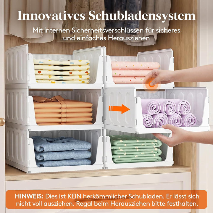 Lifewit 6er Set Stapelbare Kleiderschrank Organizer 35.5 cm Tief | Ausziehbar Kunststoff Ordnungssys