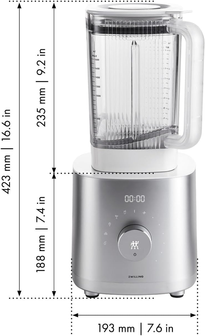 ZWILLING ENFINIGY Hochleistungsstandmixer 1.8 Liter, Mixer mit Edelstahl-Winglet-Klinge &amp; 1600-Watt-