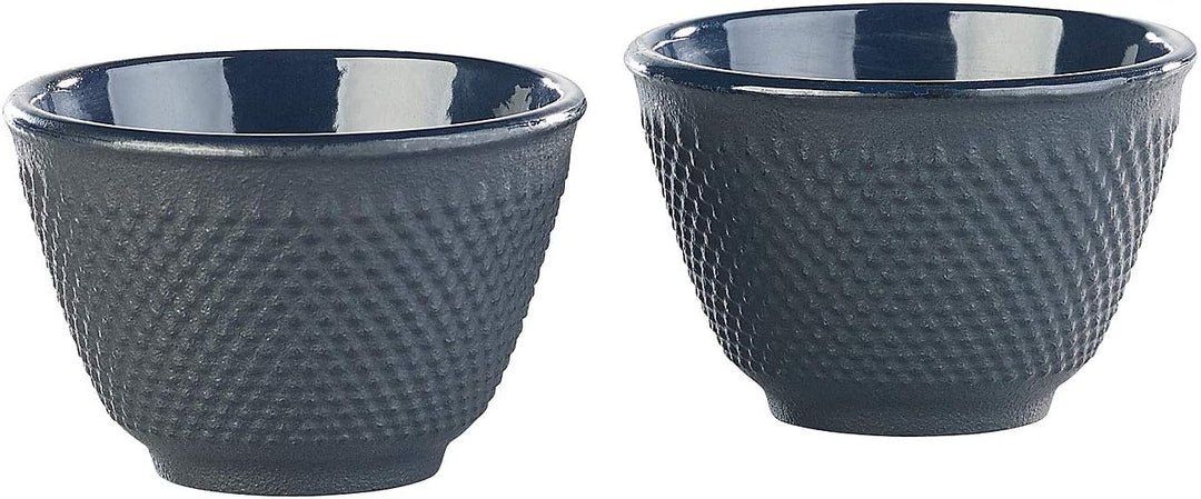 Rosenstein & Söhne Teeset: Asiatische Teekanne, Untersetzer und 2 Becher aus Gusseisen, schwarz (Asi