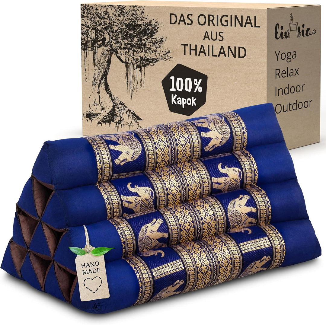 livasia Rückenstützkissen Thaiseide, Dreieckskissen für Garten und Balkon, Keilkissen mit Kapok, han