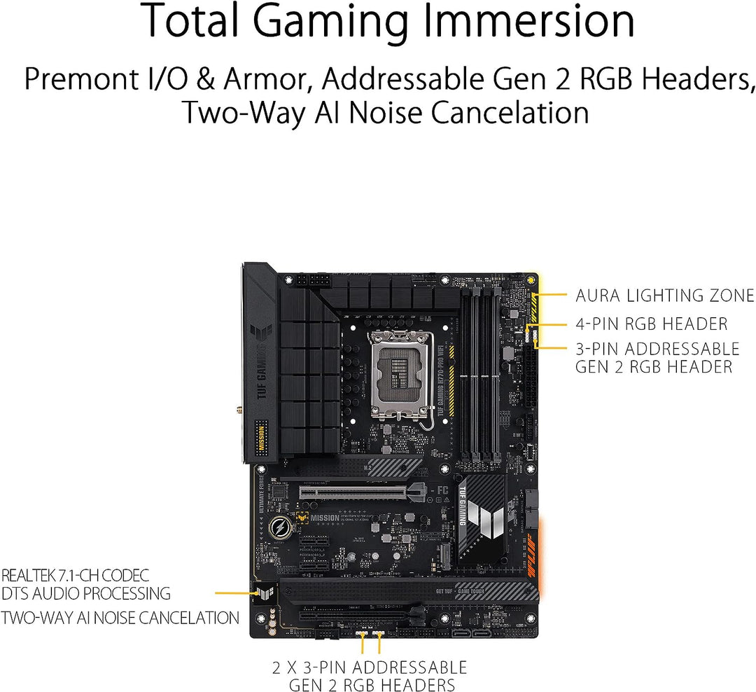 ASUS TUF GAMING H770-PRO WIFI Mainboard Sockel Intel LGA 1700 (Intel H770, ATX, PCIe 5.0, DDR5-Speic