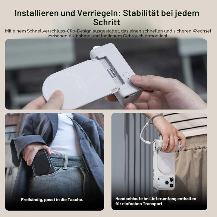 PGYTECH MagCam 2 Smartphone-Griff, 3-in-1 Modular-Kit, Bluetooth-Fernbedienung & Ladegriff & MagSafe