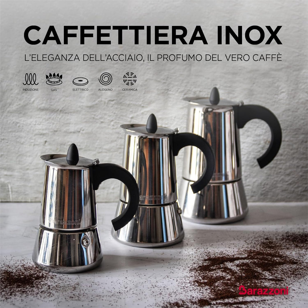 Barazzoni La Caffettiera INOX Espressokocher, 6 Tassen, Edelstahl, Grau, 11.3x14.8x19.7 cm, 11.3x14.