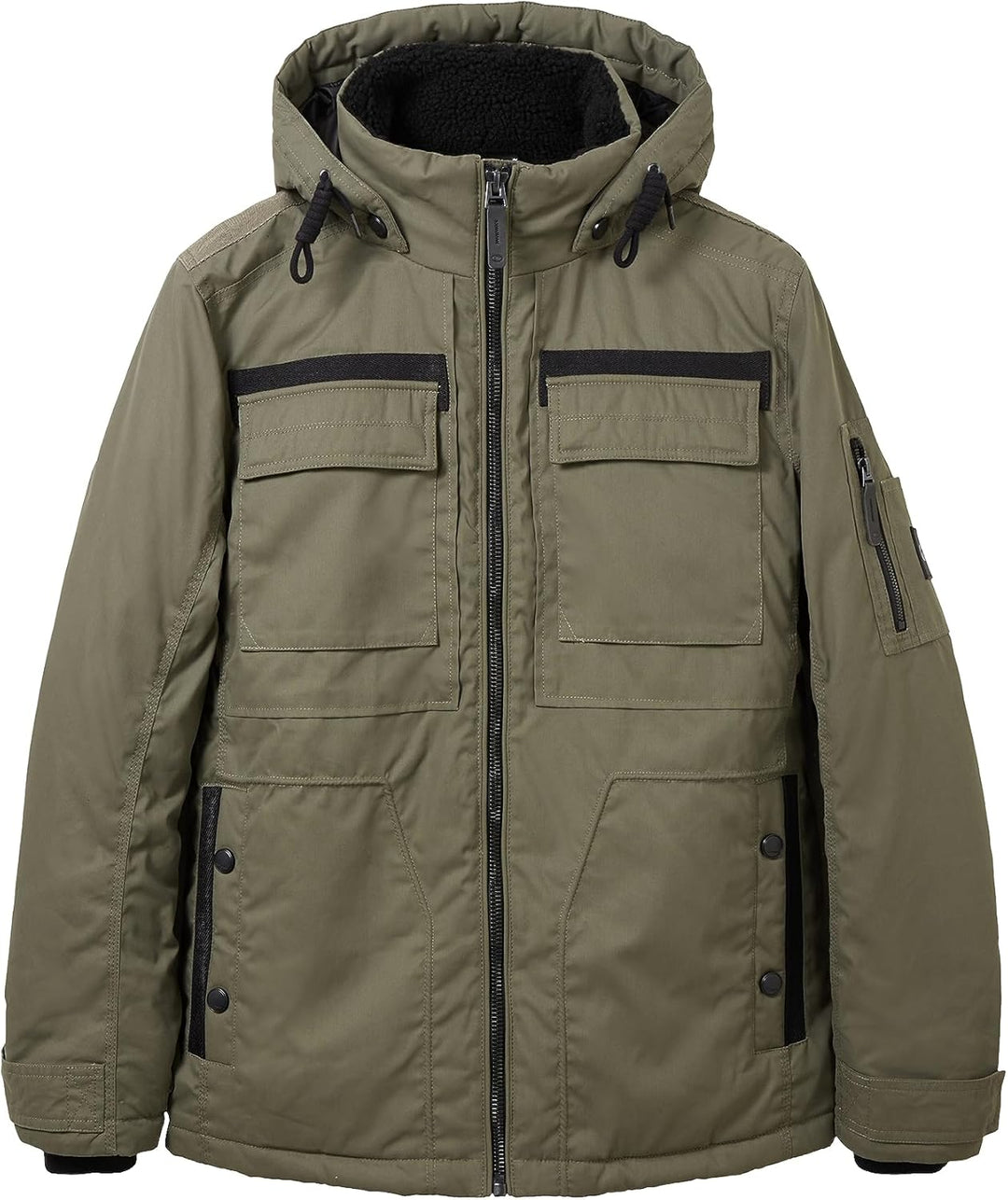 TOM TAILOR Herren Coated Field Jacke mit Abnehmbarer Kapuze M 32097 - Smokey Olive Green, M 32097 -
