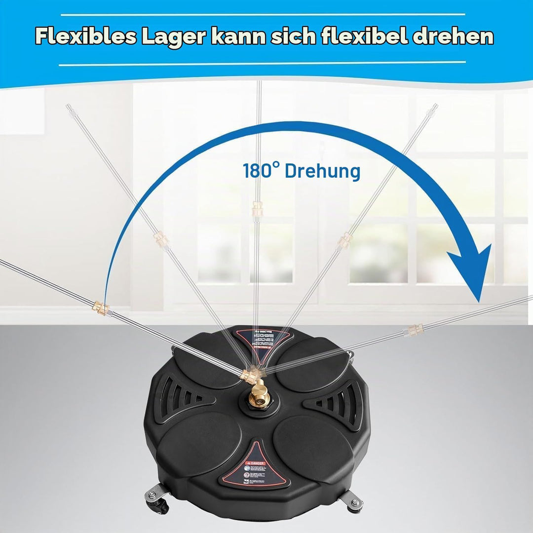 39 cm Hochdruckreiniger-Oberflächenreiniger mit 4 Rädern, Edelstahlgehäuse &amp; 1/4 Zoll Schnellverbind