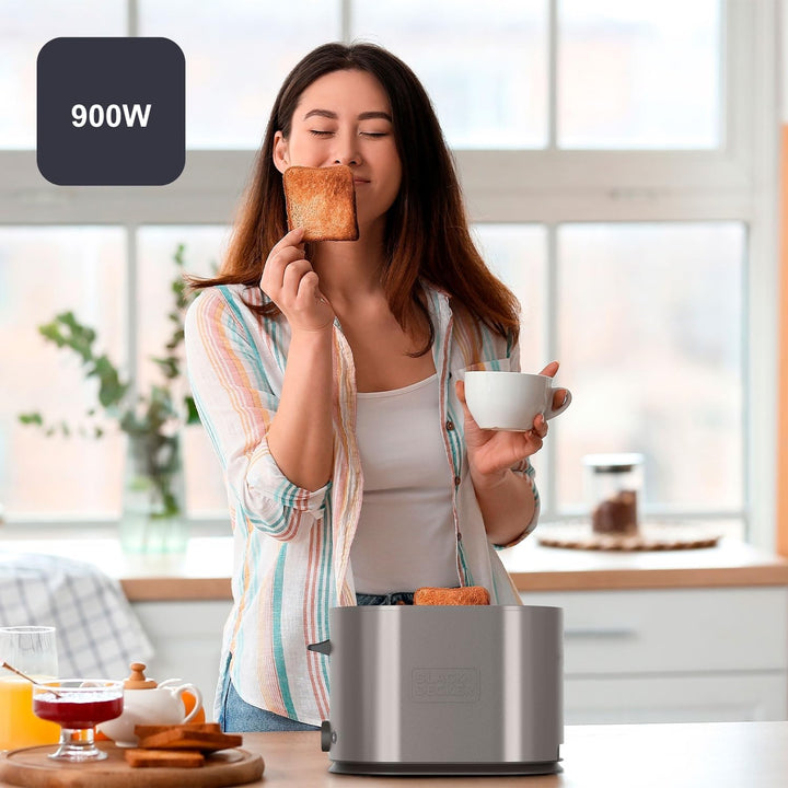 BLACK+DECKER - Toaster BXTO901E 900W | 2 Schlitze | Automatische Zentrierung | 7 Bräunungsstufen | 3