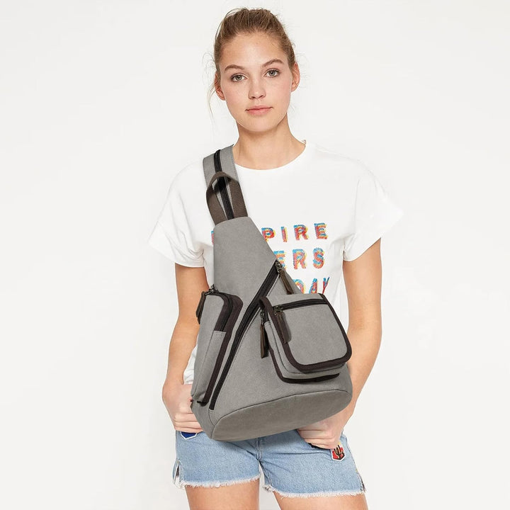 KL928 Canvas Sling Bag Herren und Damen, Crossbody Brusttasche Schulterrucksack Schultertasche Rucks