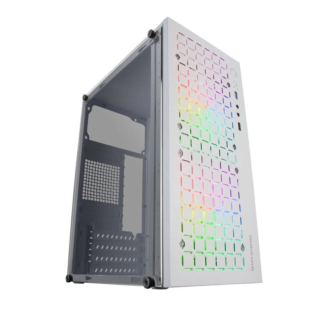 Mars Gaming MC-CORE, Gehäuse PC Micro-ATX Ultra-Kompakt, Metall-Mesh Front Design, 2x 120mm FRGB Lüf