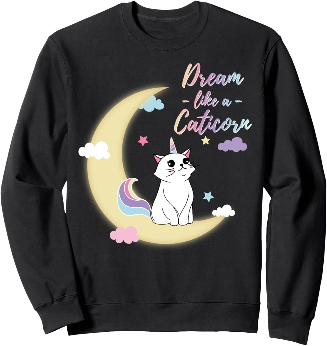 Dream Like A Caticorn Cloudy Moon Sweatshirt