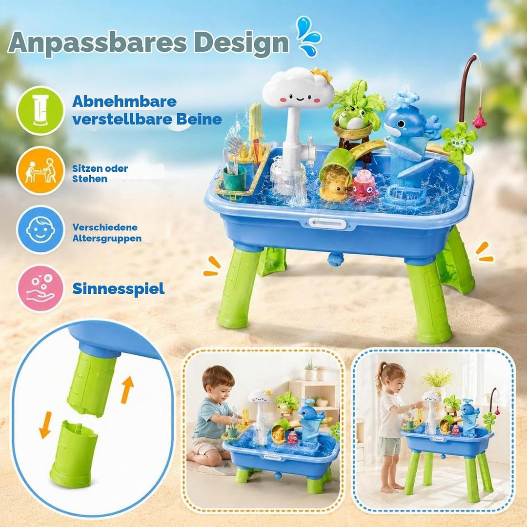 Wasserspieltisch Für Kinder | Lustige Spielwaschtische Mit Fliessendem Wasser Pumpe | 4-in-1 Outdoor
