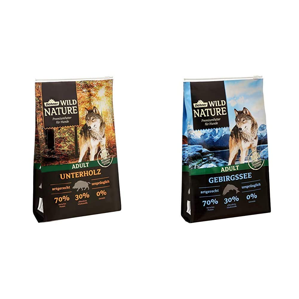 Dehner Wild Nature Hundetrockenfutter Adult, Unterholz, 4 kg &amp; Wild Nature Hundetrockenfutter Adult,