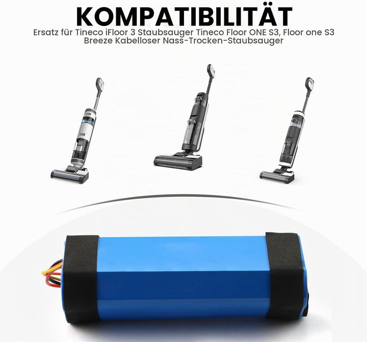 4000mAh Vacuum Cleaner Ersatz Akku Kompatibel mit Tineco iFloor 3, Floor ONE S3,Floor one S3 Breeze