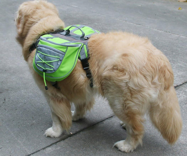 XIAOYU Hund Rucksack, verstellbare Satteltasche Kabelbaum Träger, für Reisen Wandercamping, grün, L