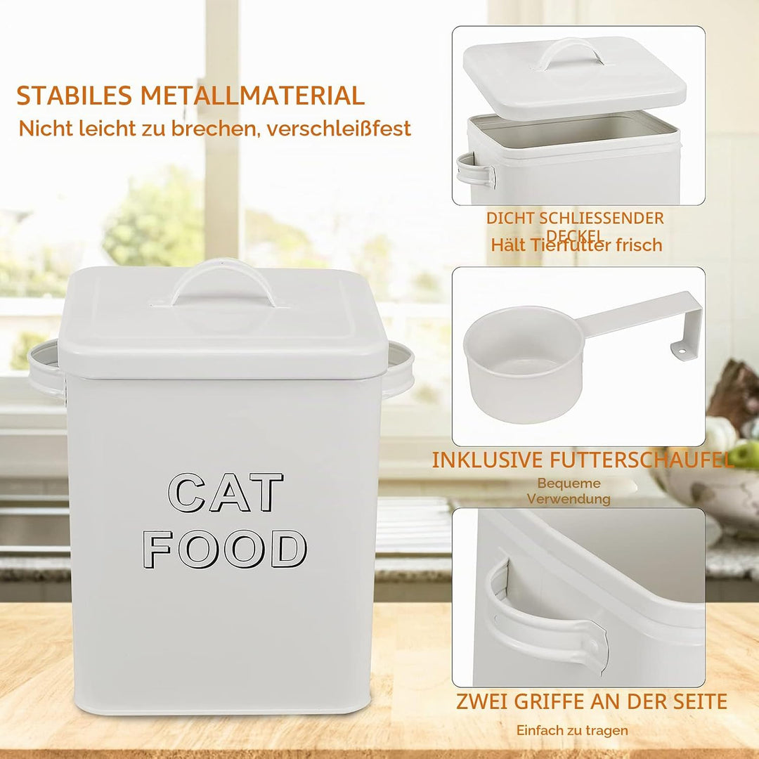 Pethiy Katzenfutterbehälter mit Holzdeckel , Leckerbissenbehälter mit Schaufel , Beschichteter Kohle