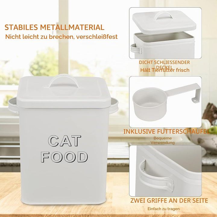 Pethiy Katzenfutterbehälter mit Holzdeckel , Leckerbissenbehälter mit Schaufel , Beschichteter Kohle