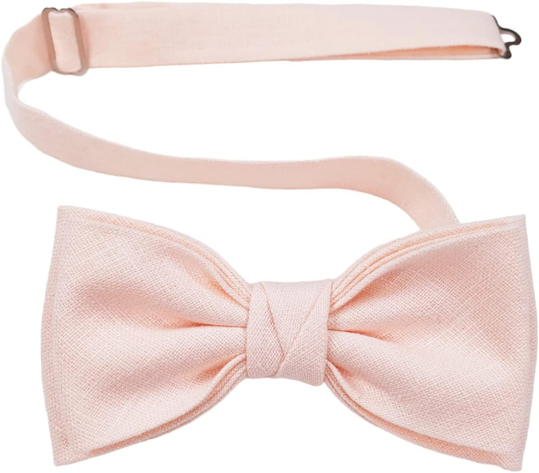 Leinen Fliege, Hosenträger, Einstecktuch für Herren, Voll Einstellbar, Viele Farben (Nr.5 Hell Rosa,
