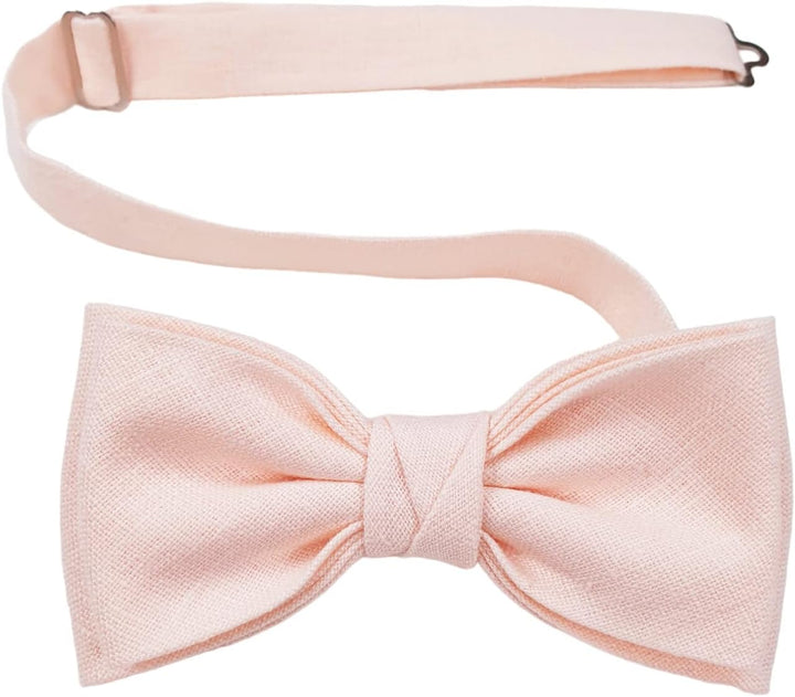 Leinen Fliege, Hosenträger, Einstecktuch für Herren, Voll Einstellbar, Viele Farben (Nr.5 Hell Rosa,