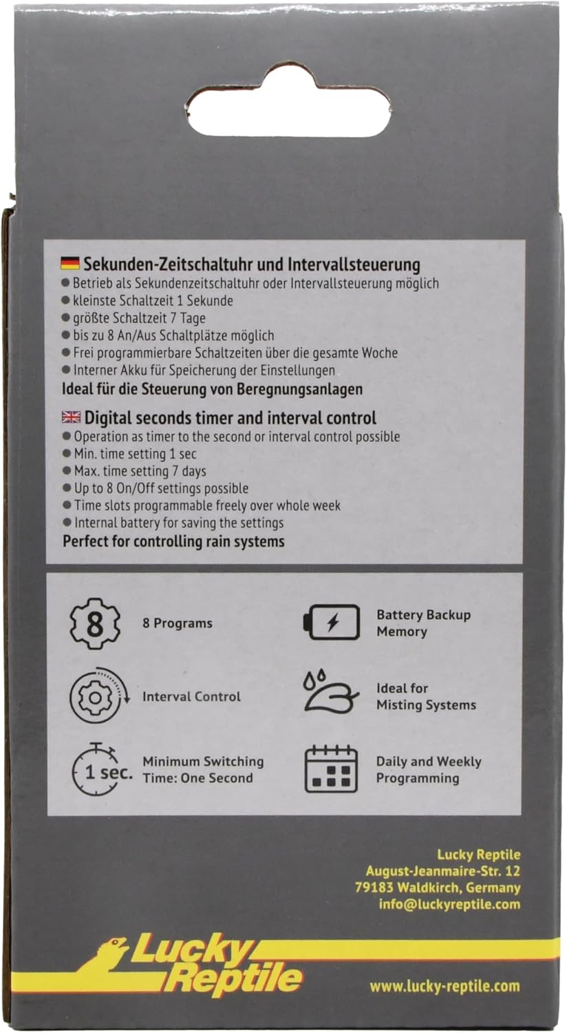 Lucky Reptile Pro Timer II - Sekunden Zeitschaltuhr mit Intervallsteuerung - Digitale Zeitschaltuhr