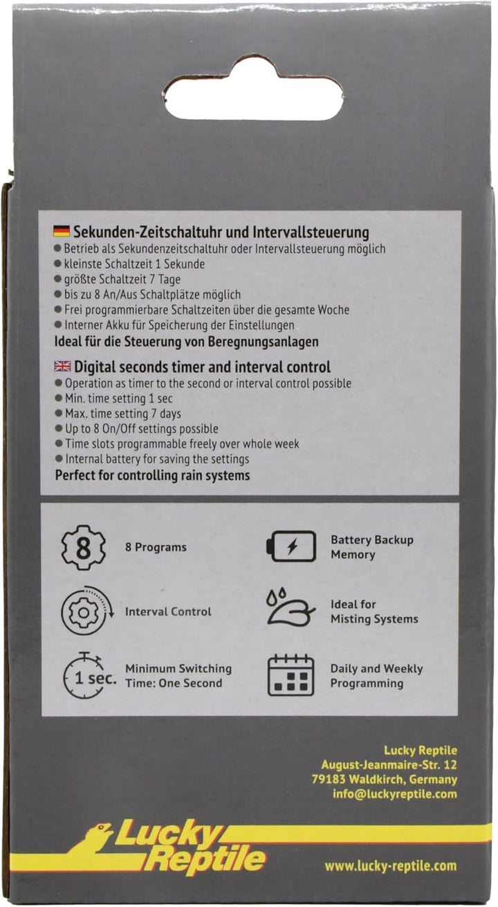 Lucky Reptile Pro Timer II - Sekunden Zeitschaltuhr mit Intervallsteuerung - Digitale Zeitschaltuhr