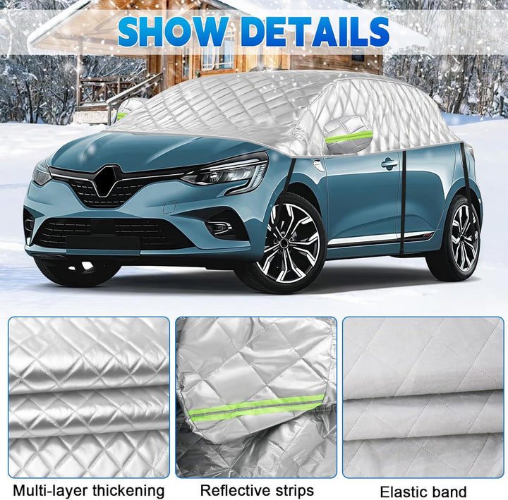 Halbgarage für Renault Clio 2005-2025, Halbe Autoabdeckung Winter Sommer, Abdeckplane Auto Wasserdic