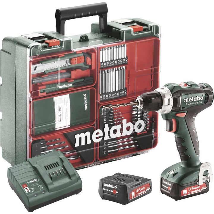 Metabo Akku Bohrschrauber BL 12 Set (mit Akku 2,0 Ah, 12 V, Akkuschrauber mit Koffer + Zubehör, inkl