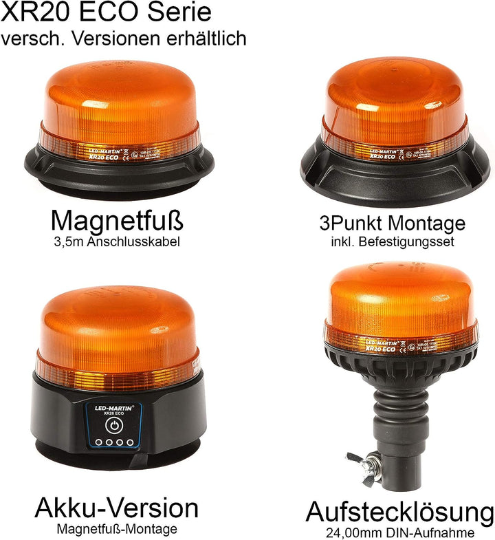 LED-MARTIN® - XR20 ECO Rundumleuchte - gelb - Magnet - AKKU - USB ladbar - 220km/h DEKRA geprüft - E