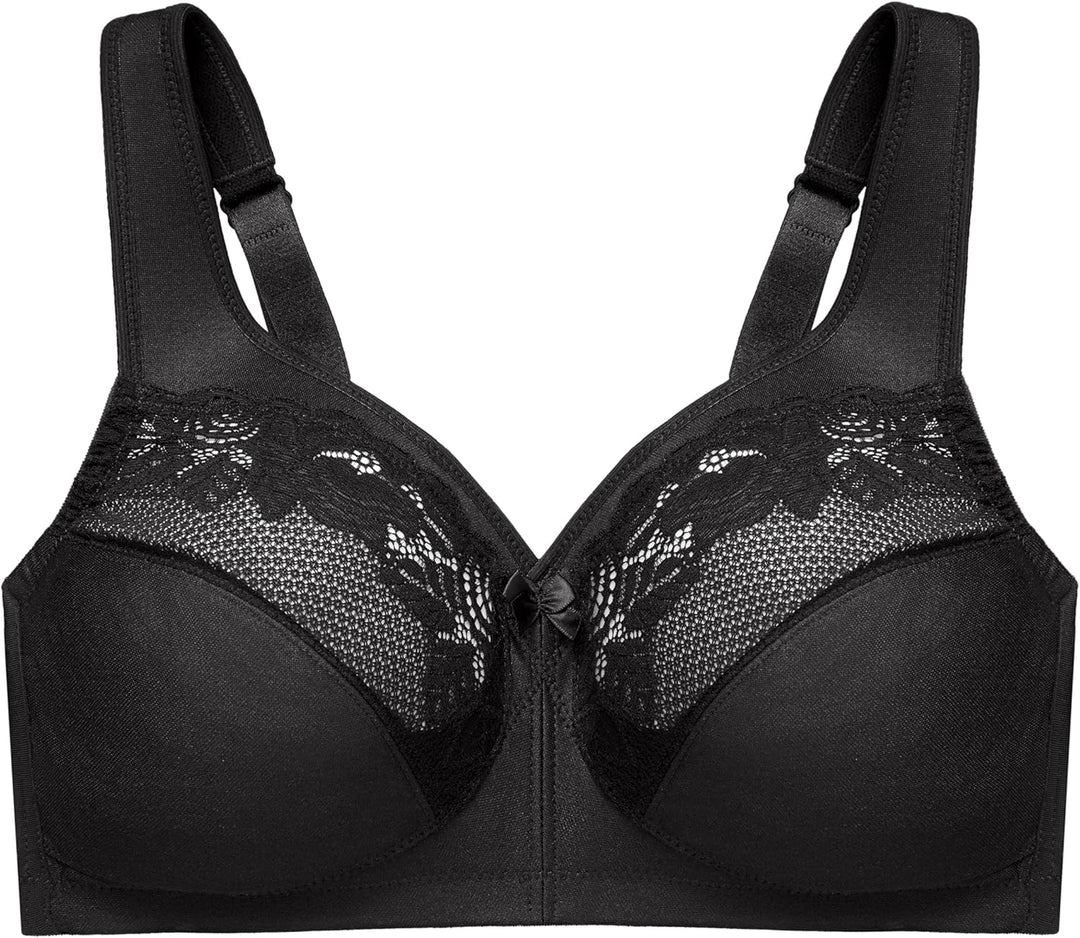 Glamorise Damen Bügelloser MagicLift-Stütz-Minimizer-BH 95D Schwarz, 95D Schwarz